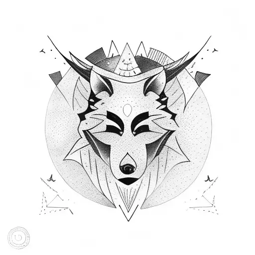  bosque de fondo dos cuervos volando cerca de la luna un lobo mirando de frente y otro aullando tattoo design idea