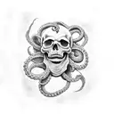 skull and kraken tattoo design idea