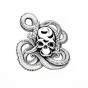skull and kraken tattoo design idea