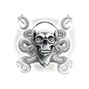 skull and kraken tattoo design idea