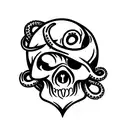 skull and kraken tattoo design idea