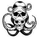 skull and kraken tattoo design idea