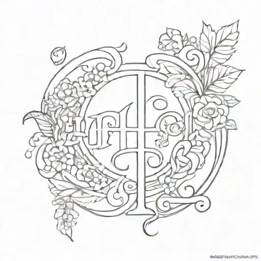 Create a tattoo template for a friendship tattoo with the children's letters. L and H tattoo design idea