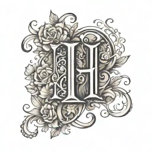 Create a tattoo template for a friendship tattoo with the children's letters. L and H tattoo design idea