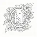 Create a tattoo template for a friendship tattoo with the children's letters. L and H tattoo design idea