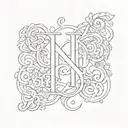 Create a tattoo template for a friendship tattoo with the children's letters. L and H tattoo design idea