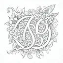 Create a tattoo template for a friendship tattoo with the children's letters. L and H tattoo design idea