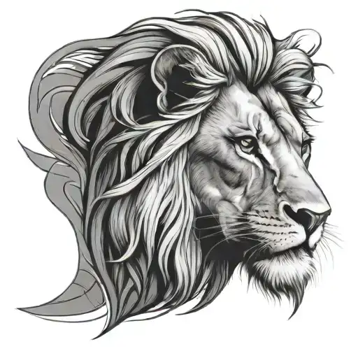 male lion face tattoo design idea