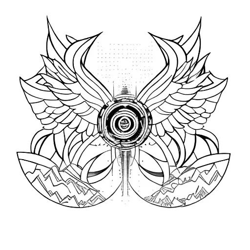 cybersigil, y2k, symmetrical, angel wing like tattoo design idea