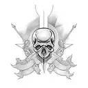 Skull and dagger tattoo design idea