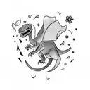 Combine a cute dinosaur and flower create a unique tattoo design. tattoo design idea