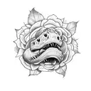 Combine a cute dinosaur and flower create a unique tattoo design. tattoo design idea