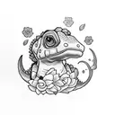 Combine a cute dinosaur and flower create a unique tattoo design. tattoo design idea