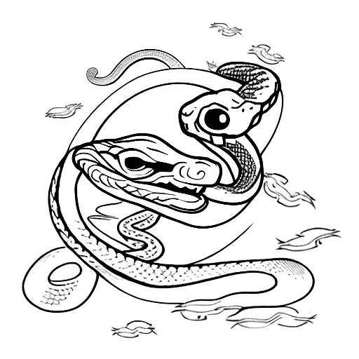 Snake and crows tattoo design idea