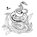 Snake and crows tattoo design idea