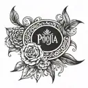 Pooja name tattoo design idea