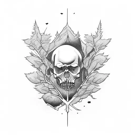 corpse against trees tattoo design idea