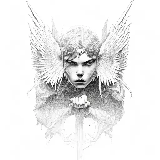 fallen angel tattoo design idea