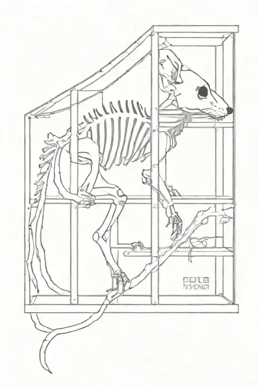 rat skeleton in a cage tattoo design idea