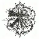 St. Andrew's cross wrapped with barbed wire tattoo design idea