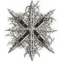 St. Andrew's cross wrapped with barbed wire tattoo design idea