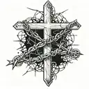 St. Andrew's cross wrapped with barbed wire tattoo design idea