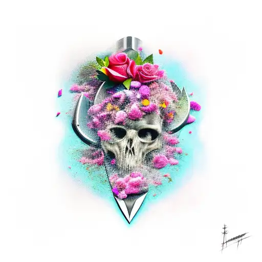 anvil, knives, roses tattoo design idea