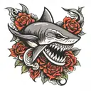 shark tooth tattoo design idea