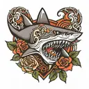 shark tooth tattoo design idea
