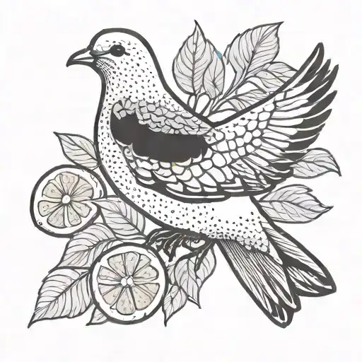 dove with lemon in its mouth tattoo design idea