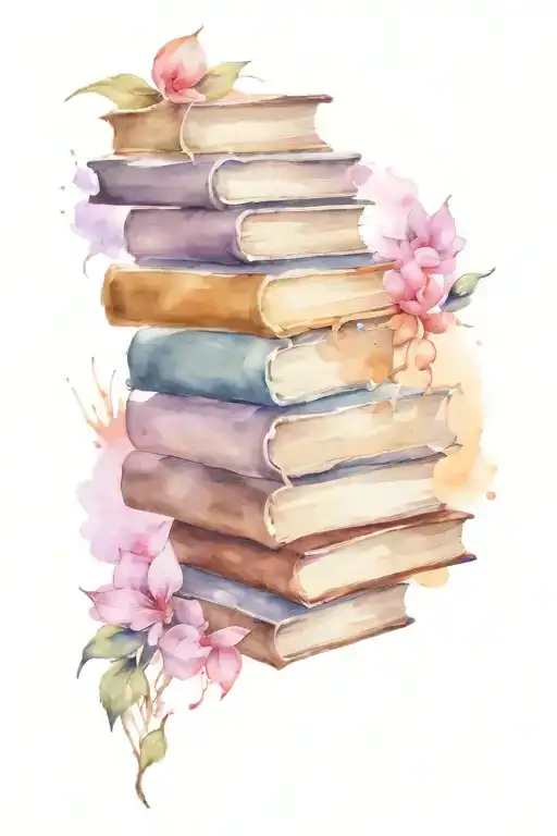 books stacked tattoo design idea