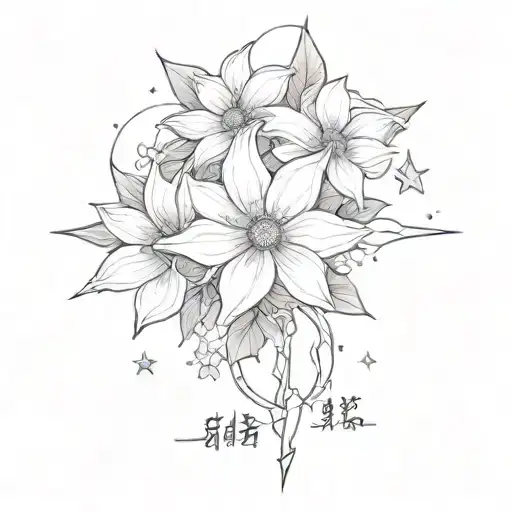 K-Pop Group Names "Stray Children" "Enhypen" With Flowers Or Stars tattoo design idea