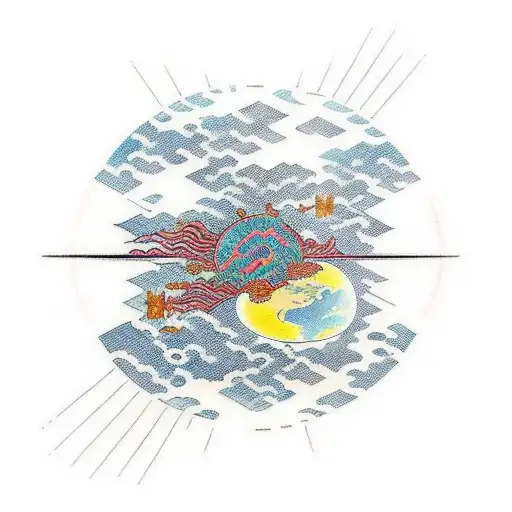 the word "NEO" with the planet earth behind tattoo design idea