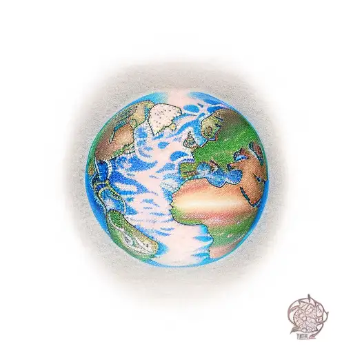 the word "NEO" with the planet earth behind, being the word "NEO" bigger than the planet tattoo design idea