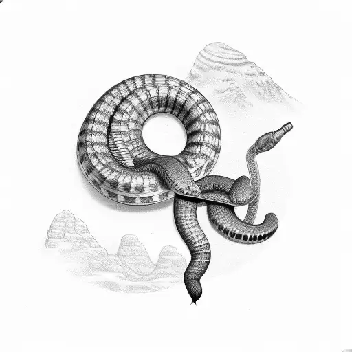 dumbbell snake tattoo design idea