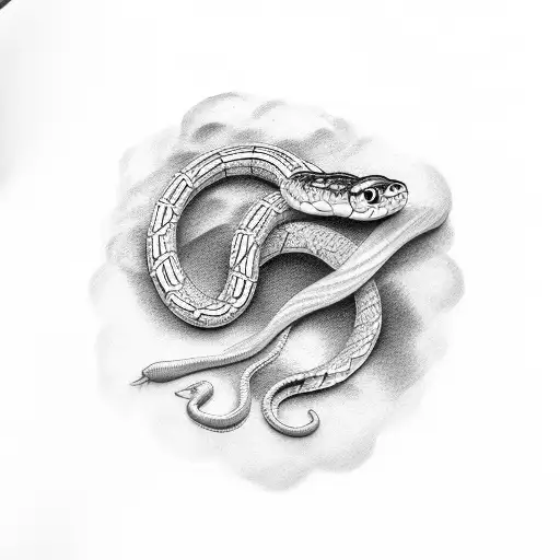 dumbbell and snake tattoo design idea
