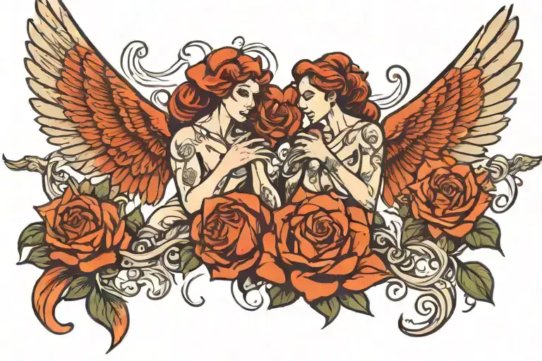 sucubus vs angel tattoo design idea