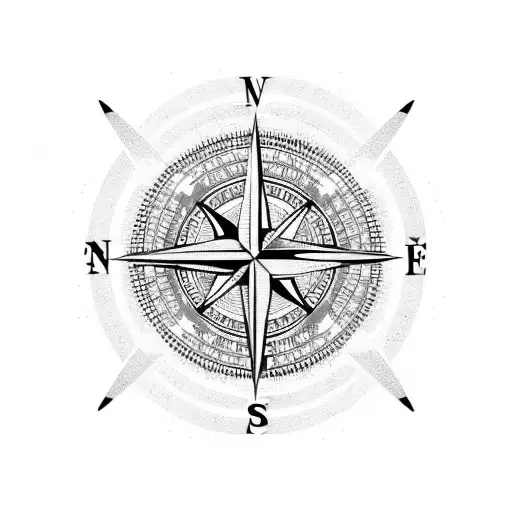 Compass, arrow, fire  tattoo design idea