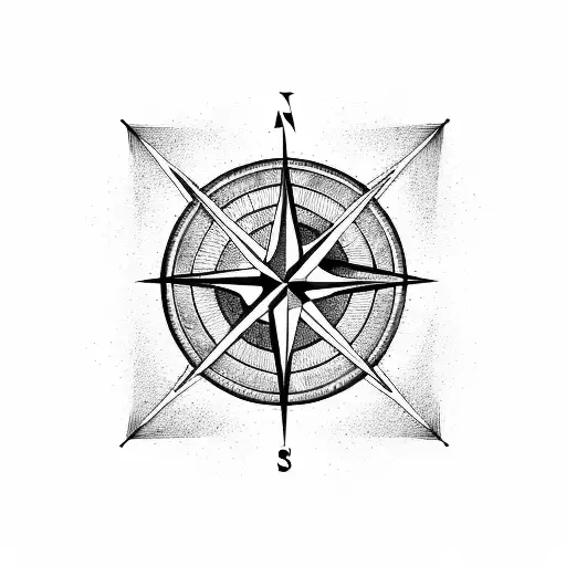 Compass, arrow, fire  tattoo design idea