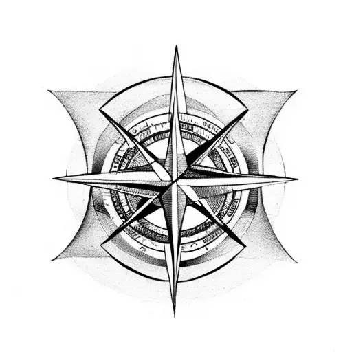 Compass, arrow, fire  tattoo design idea