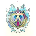 neo traditional bear throat gypsy  tattoo design idea