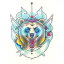 neo traditional bear throat gypsy  tattoo design idea