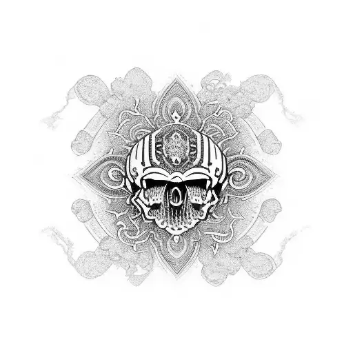 Incorporate ornamental patterns inspired by Raiders imagery into a floral sleeve design tattoo design idea