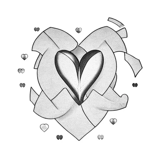 A heart-shaped puzzle tattoo with each piece representing a family member tattoo design idea