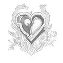 A heart-shaped puzzle tattoo with each piece representing a family member tattoo design idea