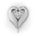 A heart-shaped puzzle tattoo with each piece representing a family member tattoo design idea