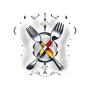 beef steak with crossed fork and knife tattoo design idea