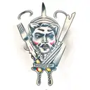 beef steak with crossed fork and knife tattoo design idea