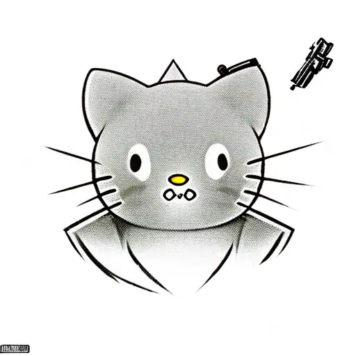 hello kitty with gun tattoo design idea