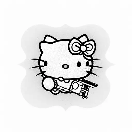 hello kitty with gun tattoo design idea